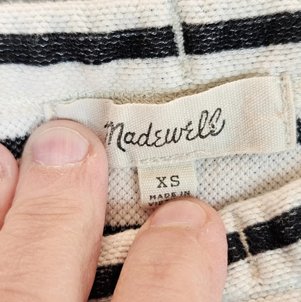 Madewell Black & White tie at shoulders Romper With Pockets. Sz XS - Picture 7 of 11